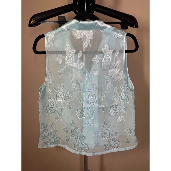 Oscar De La Renta Pink Label Lace Floral Button Front Sleeveless Blouse Size M - Picture 2 of 7